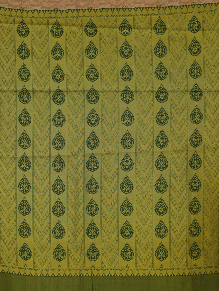 Champagne Gold Dharmavaram Inspired Semi Silk Saree with Wide Wide Contrast Border