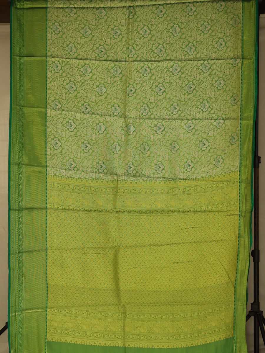 Lime Green Uppada Inspired Semi Silk Saree with Medium Medium Self Border
