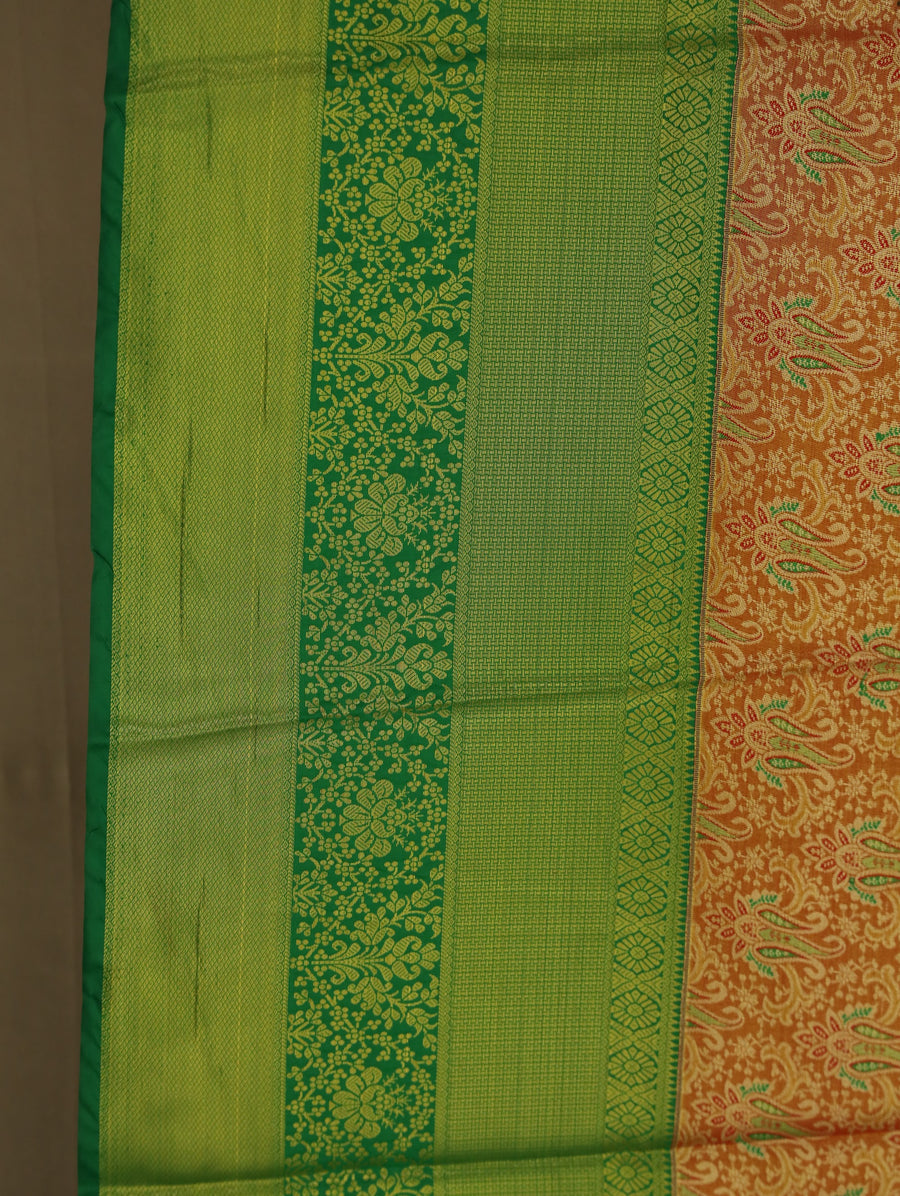 Lime Green Dharmavaram Inspired Semi Silk Saree with Medium Medium Self Border