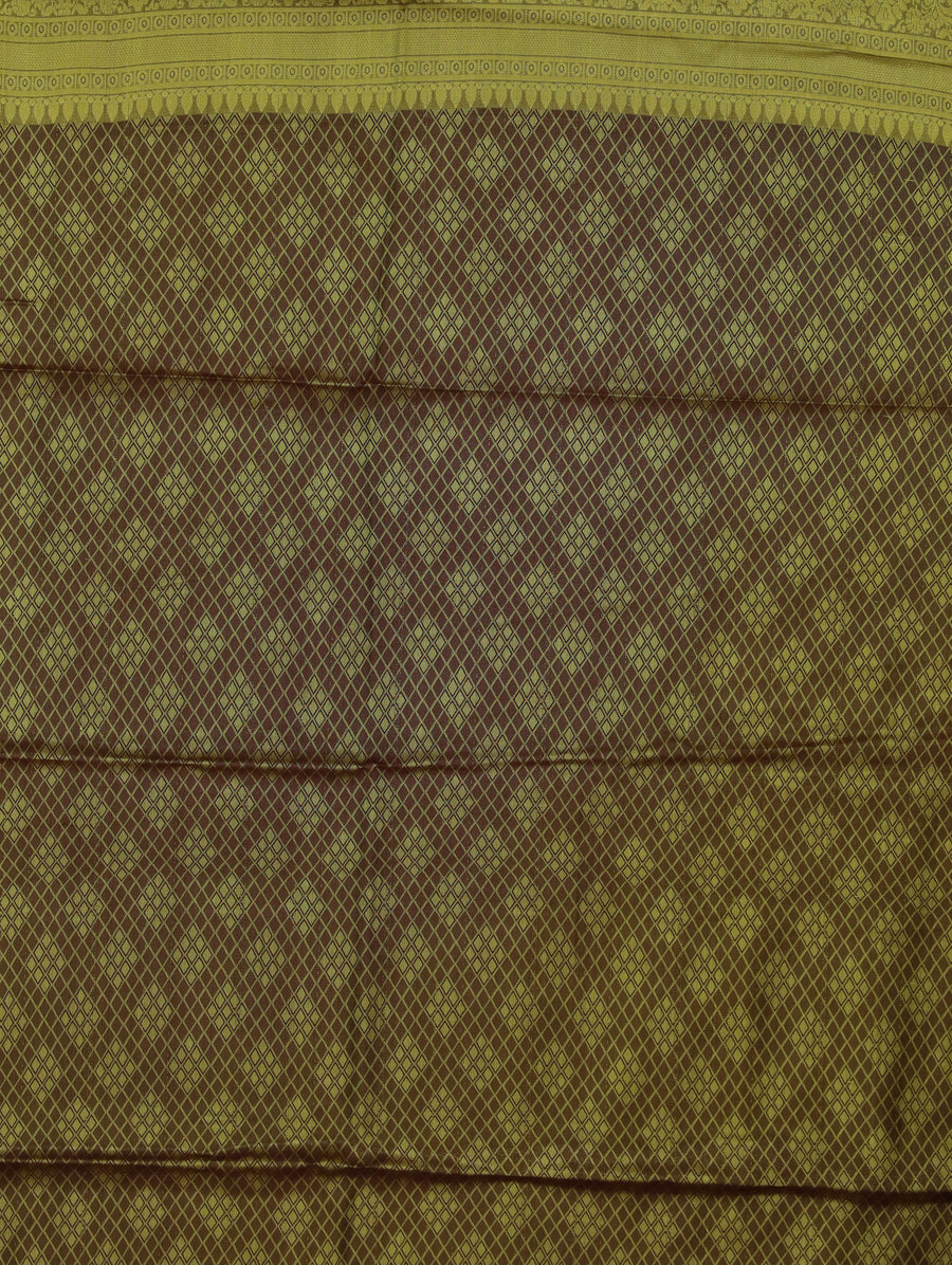 Antique Gold Kanchipuram Inspired Semi Silk Saree with Wide Wide Contrast Border