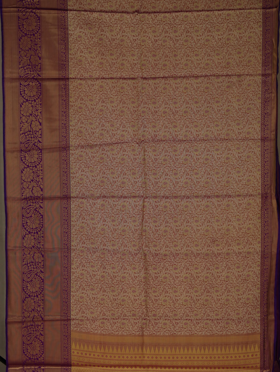 Blush Pink Dharmavaram Inspired Semi Silk Saree with Wide Wide Contrast Border