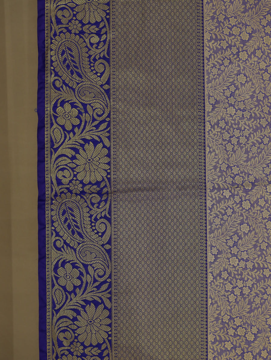 Lavender Mist Kanchipuram Inspired Semi Silk Saree with Wide Wide Contrast Border