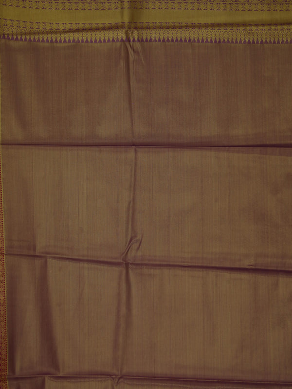 Champagne Gold Dharmavaram Inspired Semi Silk Saree with Wide Wide Contrast Border