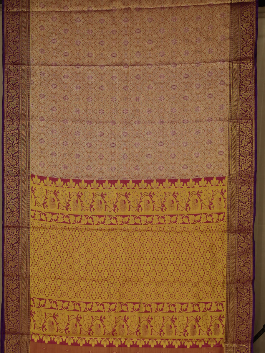 Dusty Rose Dharmavaram Inspired Semi Silk Saree with Medium Medium Contrast Border