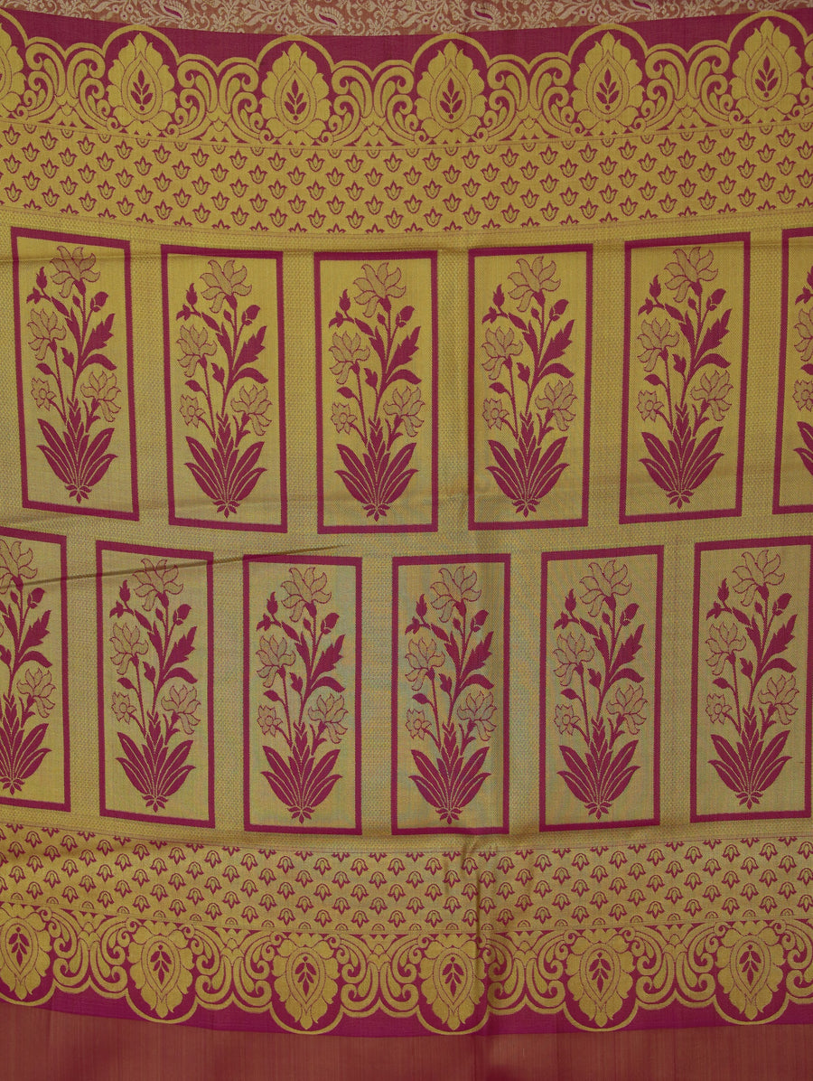 Dusty Rose Kanchipuram Inspired Semi Silk Saree with Wide Wide Contrast Border