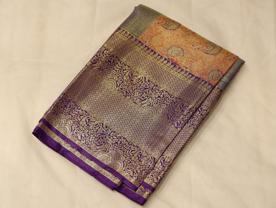 Lemon Yellow Kanchipuram Inspired Semi Silk Saree with Wide Wide Contrast Border