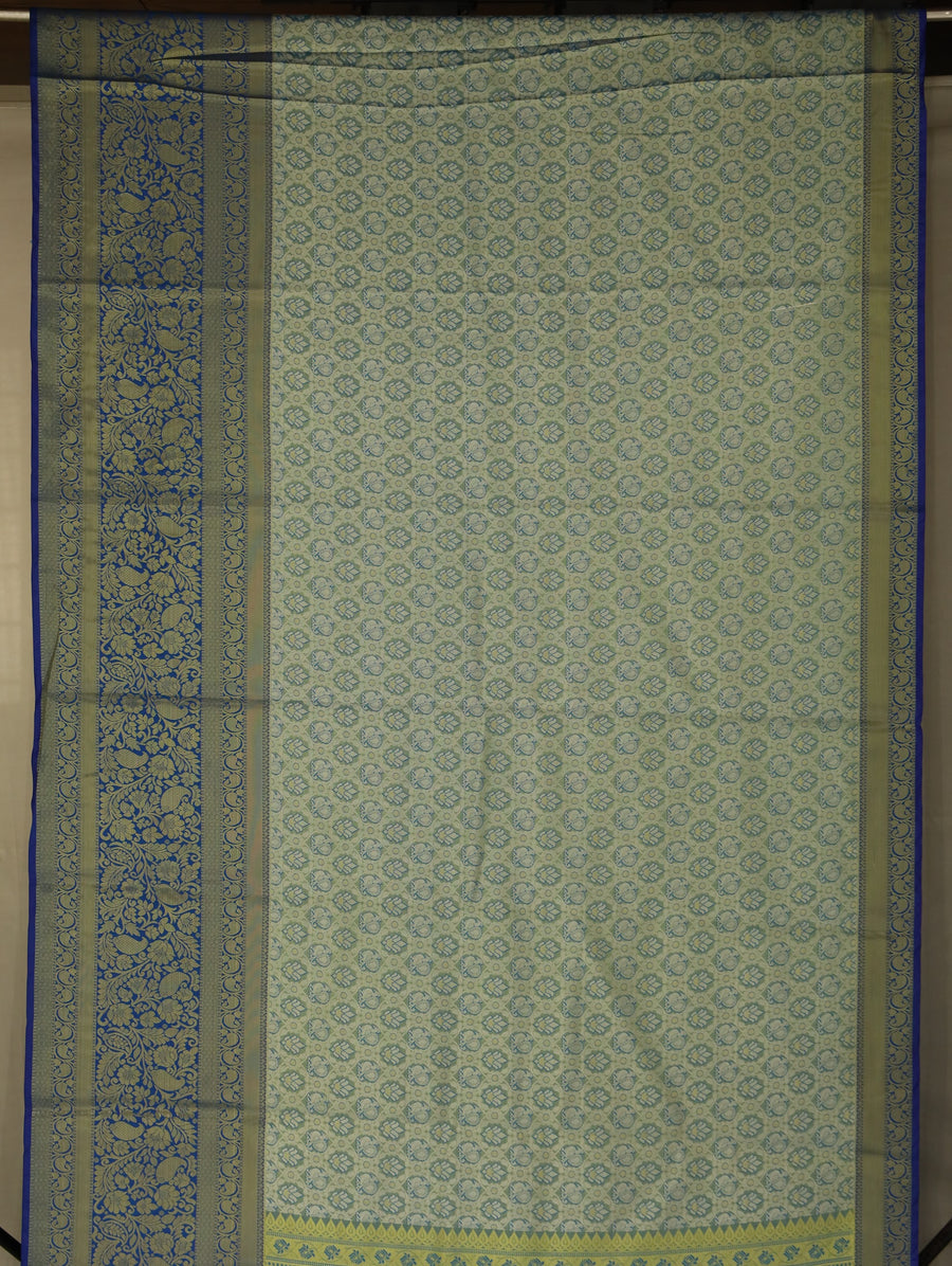 Sage Green Dharmavaram Inspired Semi Silk Saree with Medium Medium Contrast Border