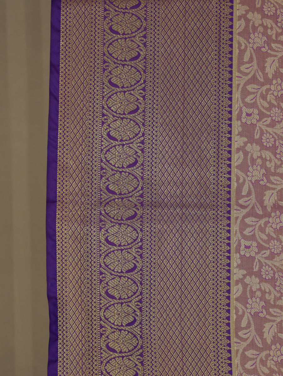 Lavender Blush Uppada Inspired Semi Silk Saree with Medium Medium Contrast Border
