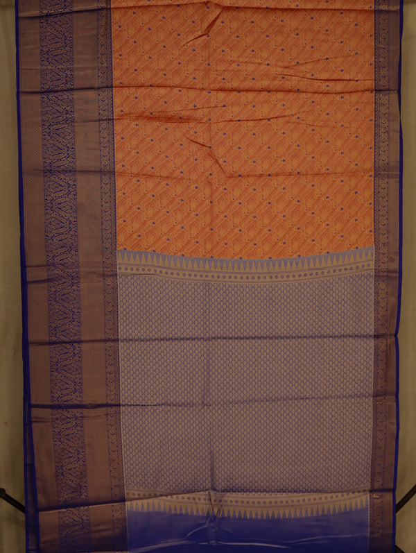 Burnt Orange Uppada Inspired Semi Silk Saree with Wide Wide Contrast Border