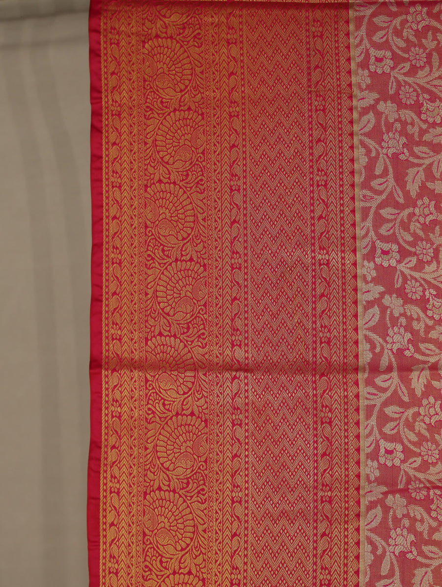 Dusty Rose Dharmavaram Inspired Semi Silk Saree with Wide Wide Contrast Border