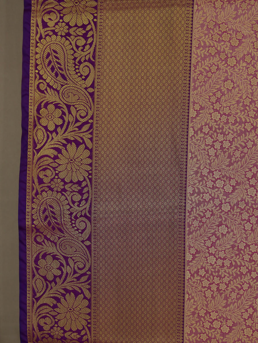 Blush Pink Dharmavaram Inspired Semi Silk Saree with Wide Wide Contrast Border