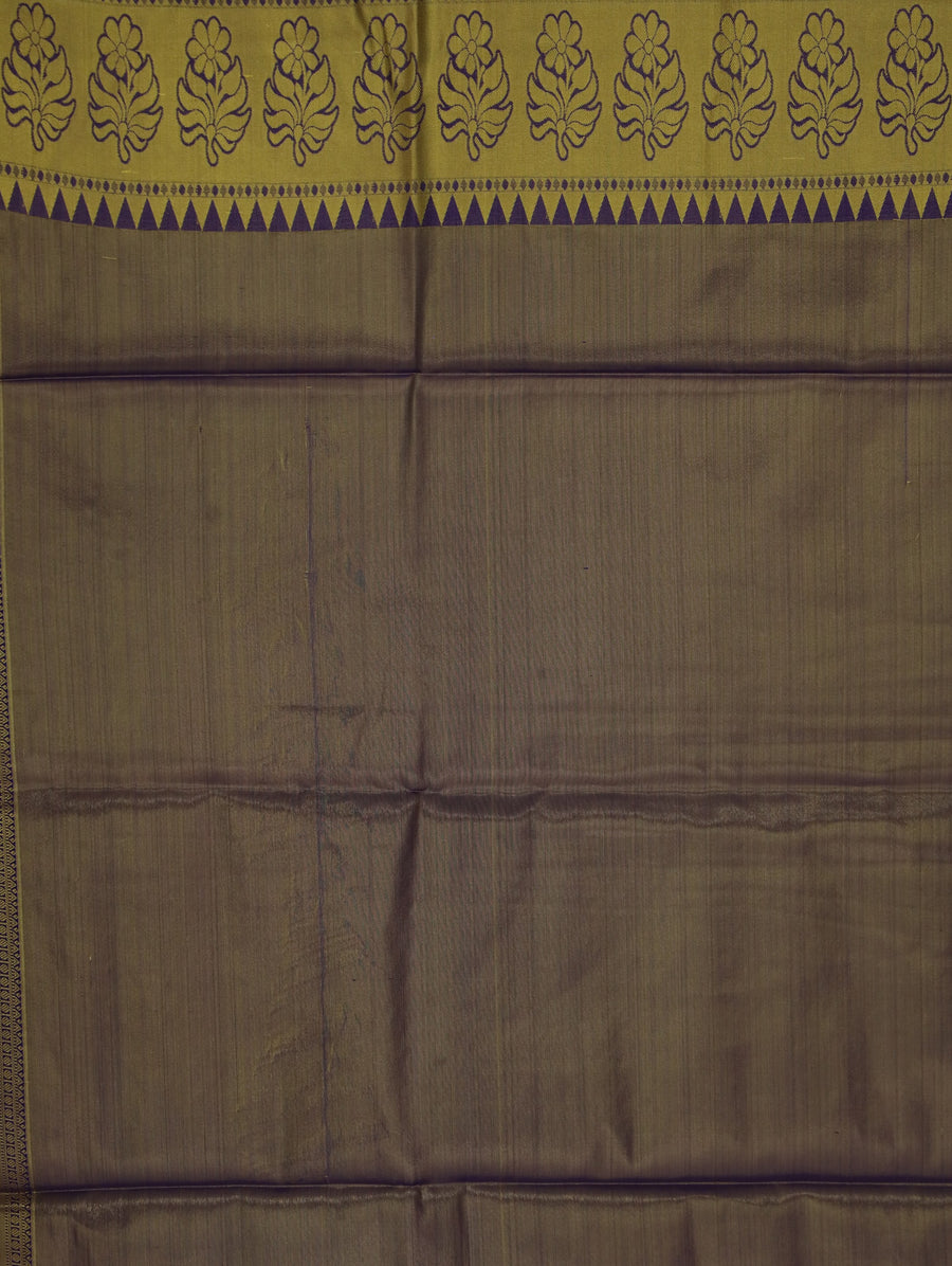 Champagne Gold Dharmavaram Inspired Semi Silk Saree with Wide Wide Contrast Border