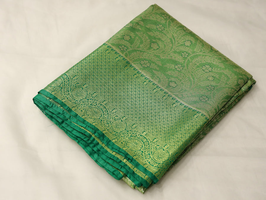 Mint Green Uppada Inspired Semi Silk Saree with Medium Medium Self Border