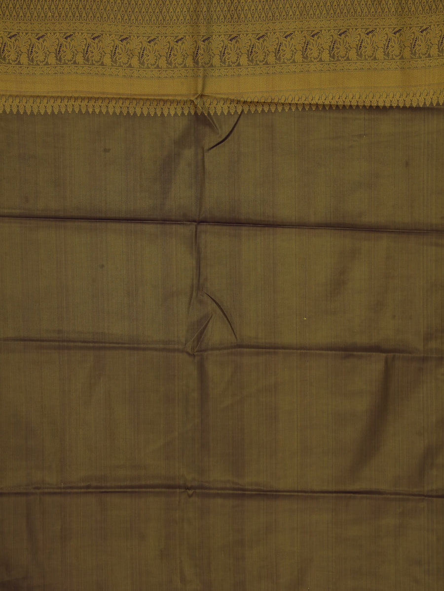 Champagne Gold Dharmavaram Inspired Semi Silk Saree with Wide Wide Contrast Border