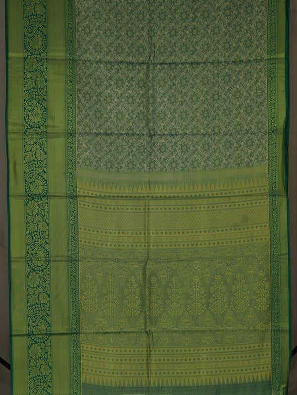 Sage Green Uppada Inspired Semi Silk Saree with Wide Wide Self Border