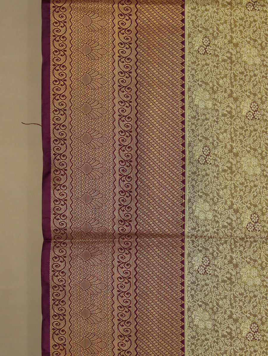 Olive Green Dharmavaram Inspired Semi Silk Saree with Wide Wide Contrast Border