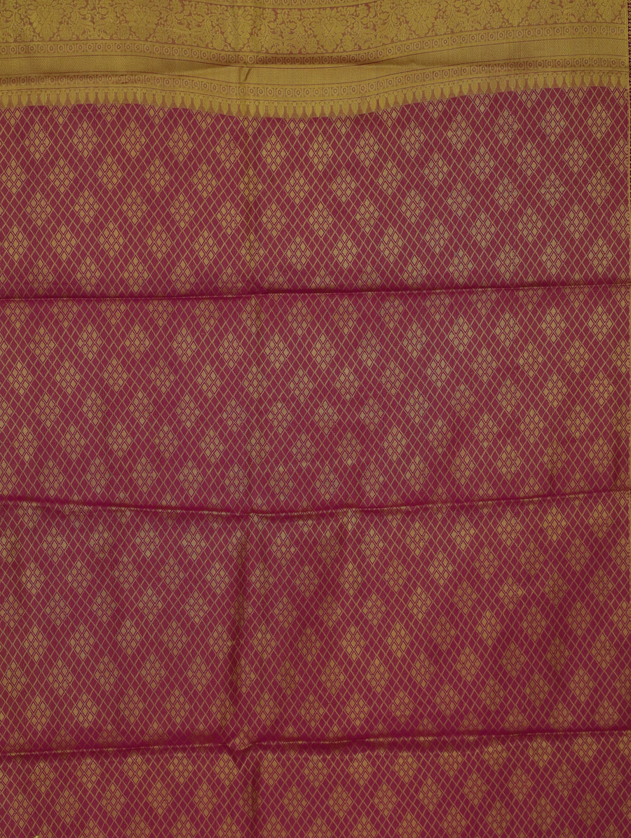 Dusty Rose Kanchipuram Inspired Semi Silk Saree with Wide Wide Contrast Border