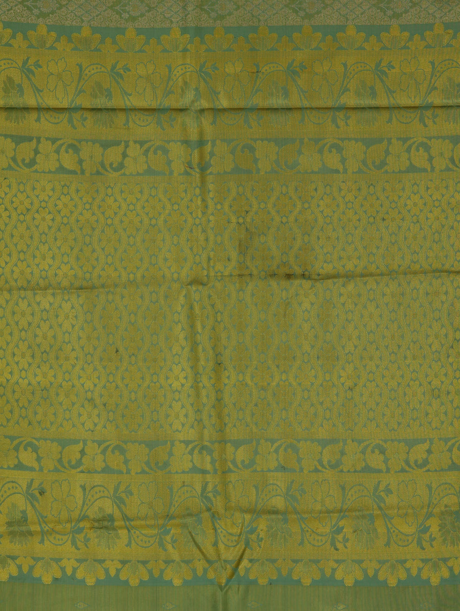 Sage Green Kanchipuram Inspired Semi Silk Saree with Medium Medium Self Border