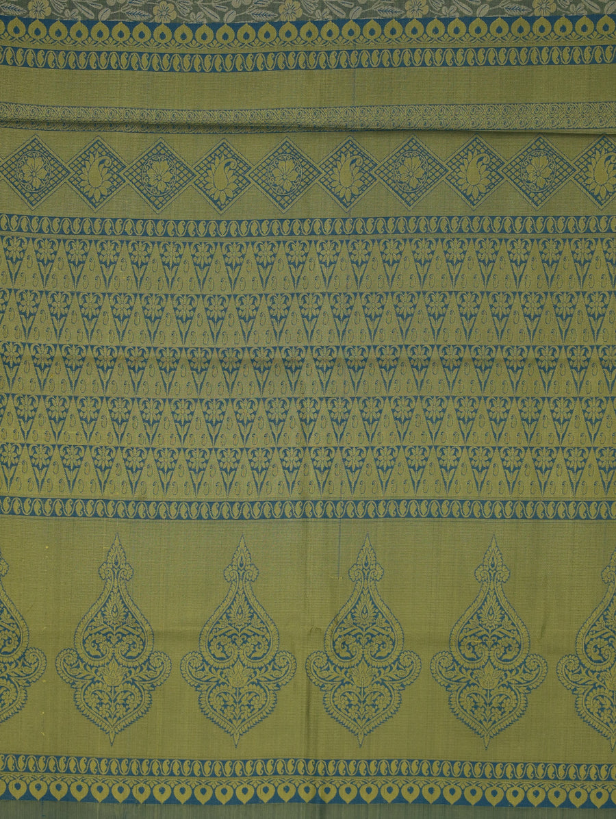 Moss Green Uppada Inspired Semi Silk Saree with Medium Medium Contrast Border