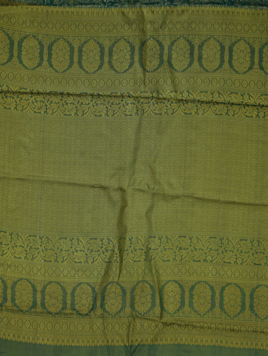 Sage Green Kanchipuram Inspired Semi Silk Saree with Medium Medium Self Border