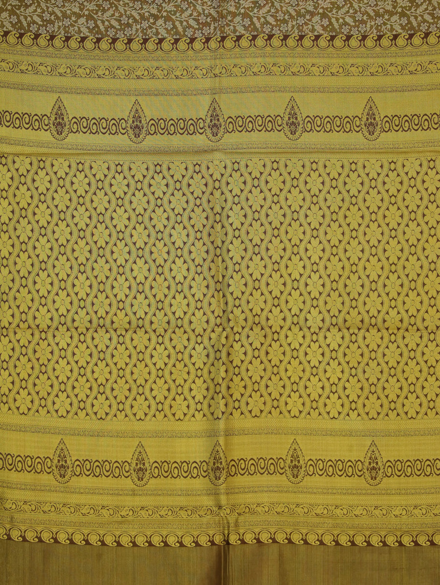 Olive Green Uppada Inspired Semi Silk Saree with Medium Medium Contrast Border