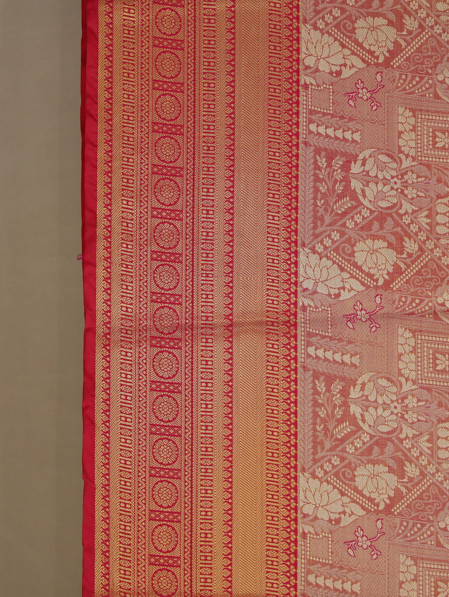 Burnt Sienna Dharmavaram Inspired Semi Silk Saree with Wide Wide Contrast Border