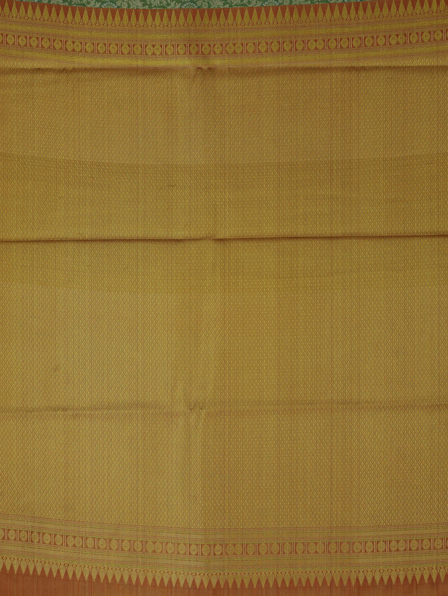 Sage Green Kanchipuram Inspired Semi Silk Saree with Wide Wide Contrast Border