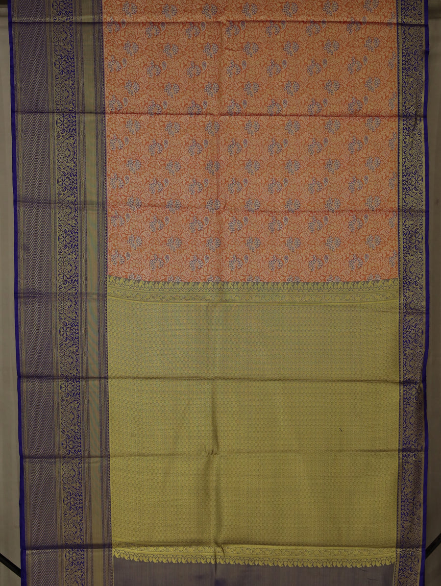 Dusty Coral Dharmavaram Inspired Semi Silk Saree with Medium Medium Contrast Border