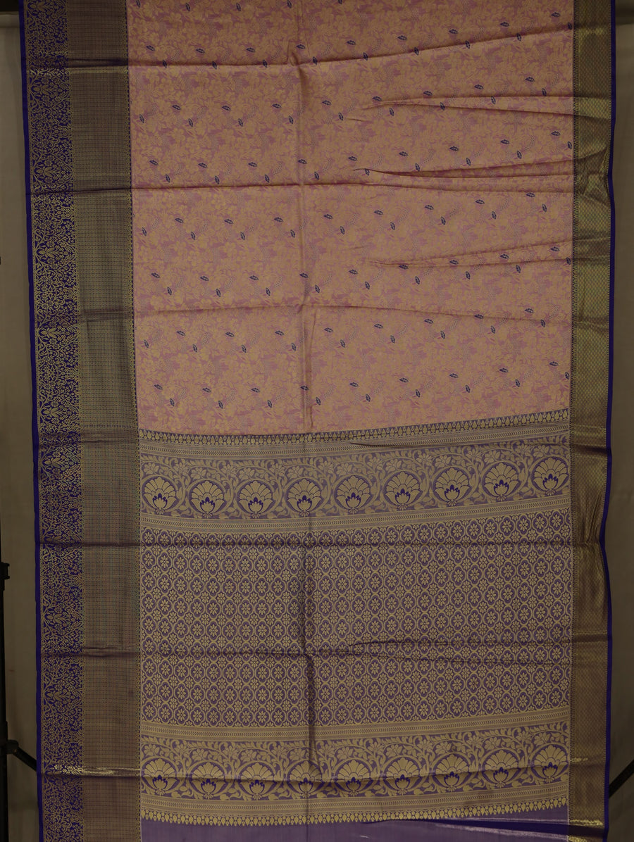 Lavender Bliss Dharmavaram Inspired Semi Silk Saree with Wide Wide Contrast Border