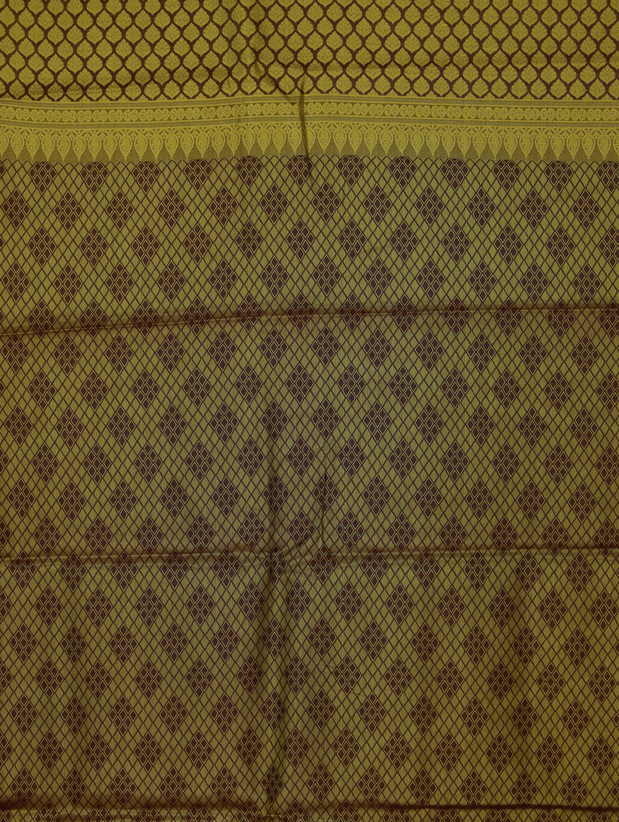 Champagne Gold Dharmavaram Inspired Semi Silk Saree with Wide Wide Contrast Border