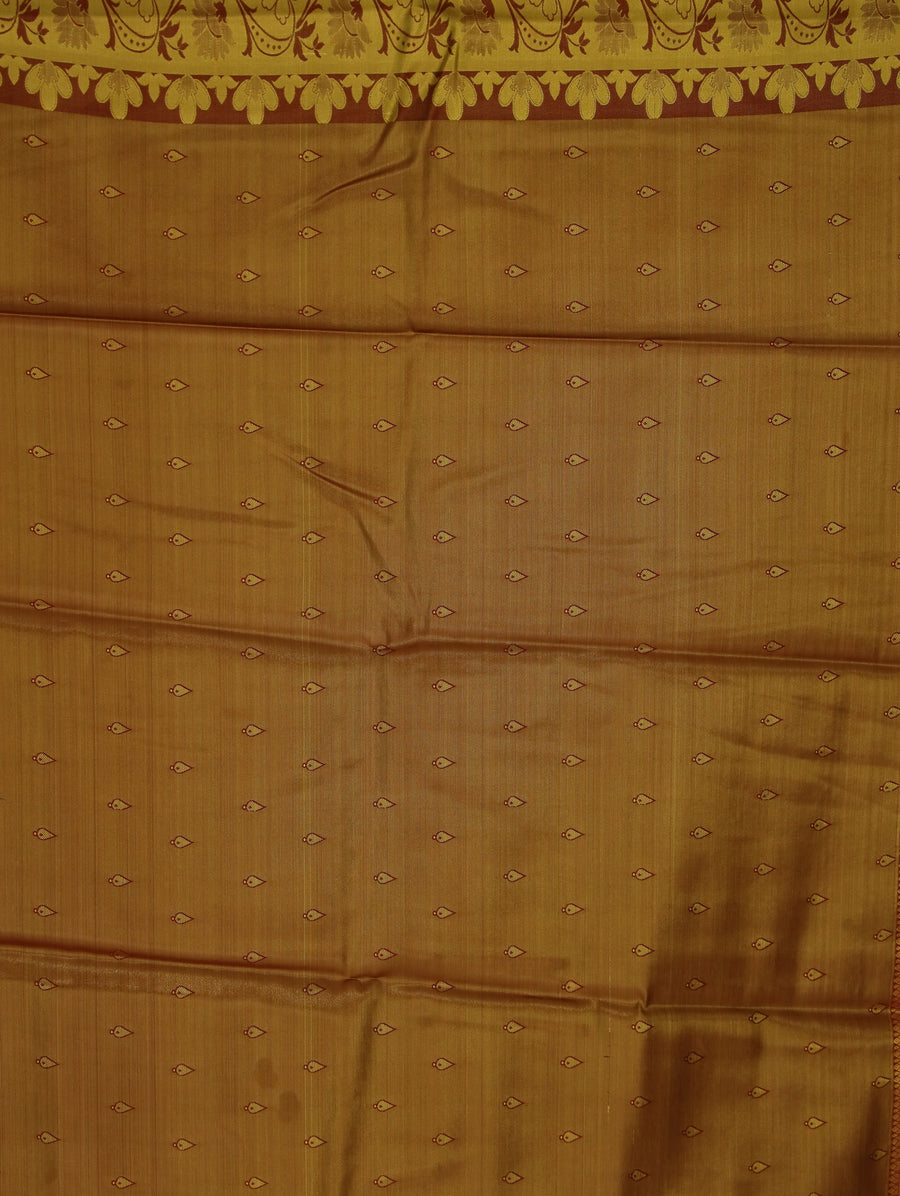 Champagne Gold Dharmavaram Inspired Semi Silk Saree with Wide Wide Contrast Border
