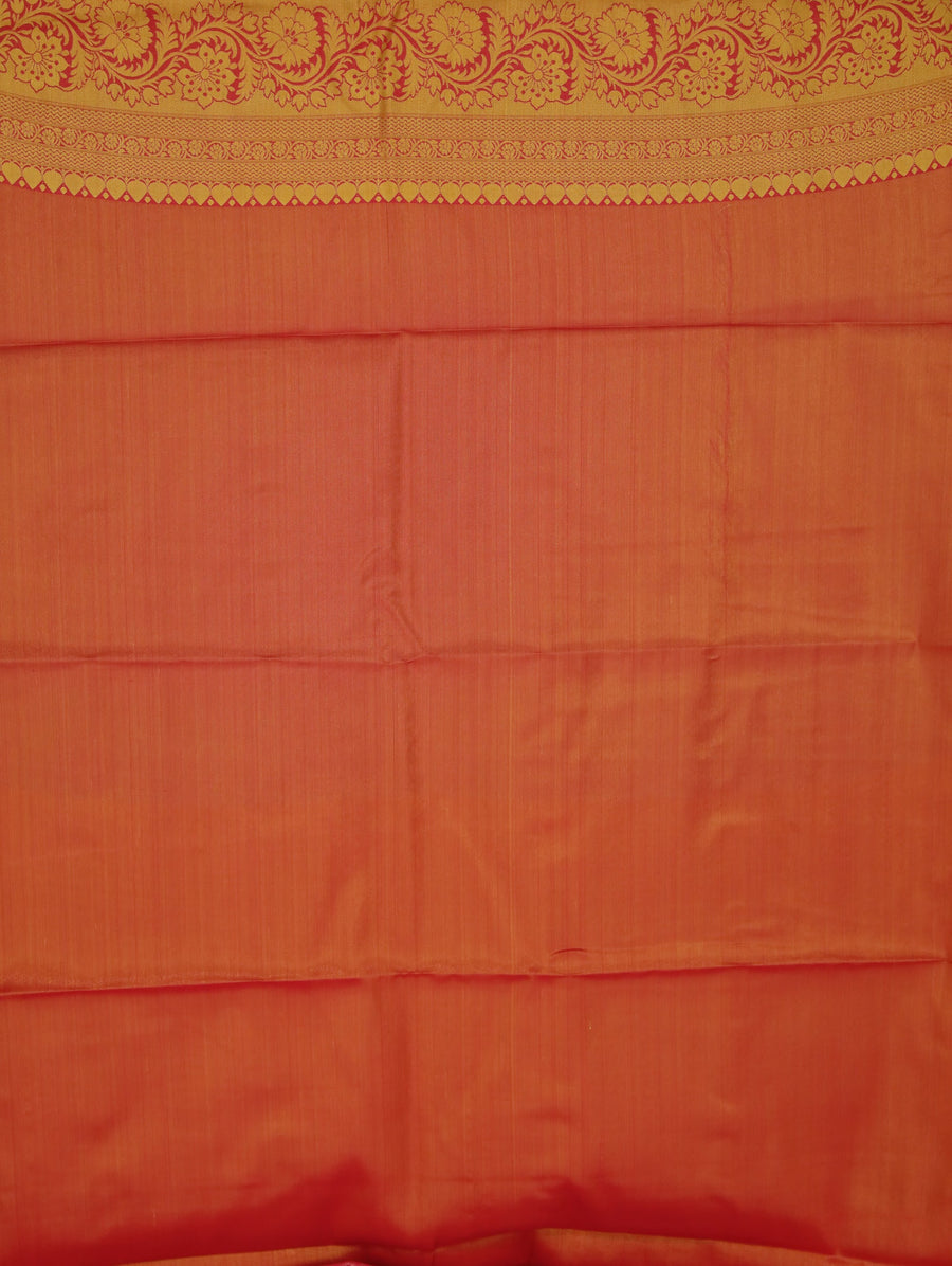 Burnt Orange Dharmavaram Inspired Semi Silk Saree with Medium Medium Self Border