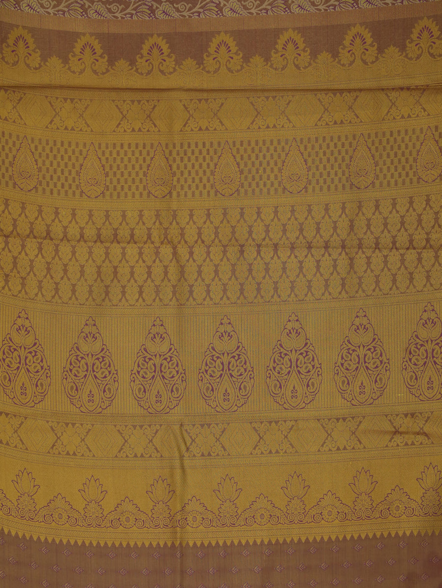 Champagne Gold Dharmavaram Inspired Semi Silk Saree with Medium Medium Contrast Border