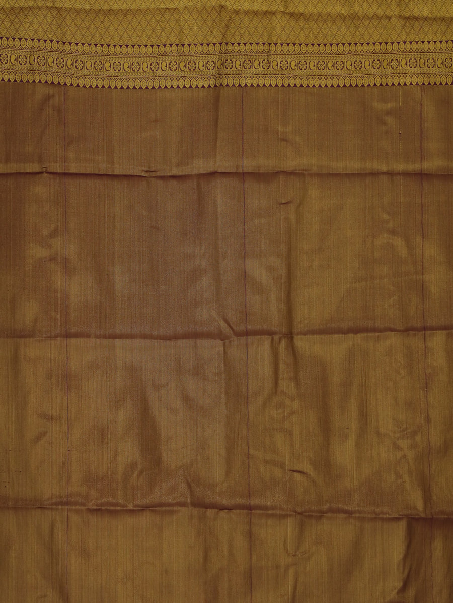 Champagne Gold Kanchipuram Inspired Semi Silk Saree with Wide Wide Self Border