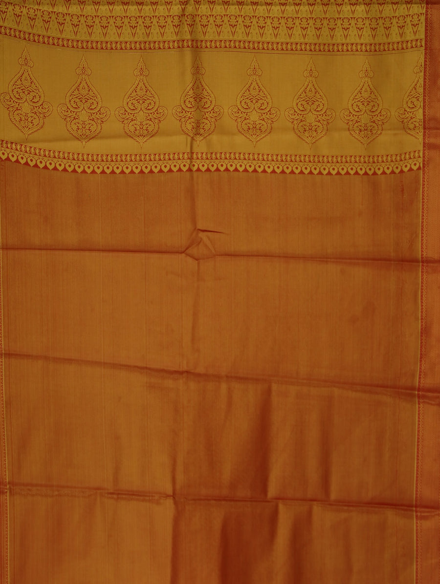 Sunset Yellow Dharmavaram Inspired Semi Silk Saree with Wide Medium Contrast Border
