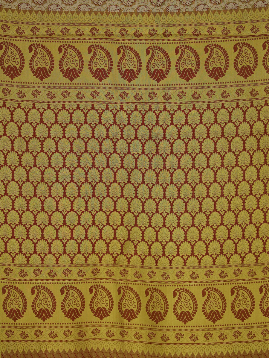 Champagne Gold Dharmavaram Inspired Semi Silk Saree with Wide Wide Contrast Border