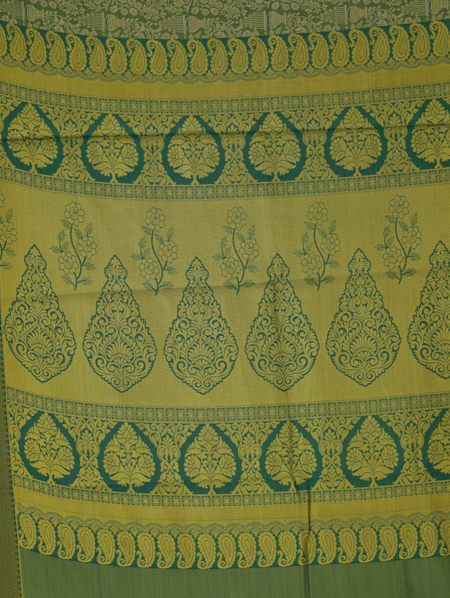 Sage Green Uppada Inspired Semi Silk Saree with Medium Medium Contrast Border