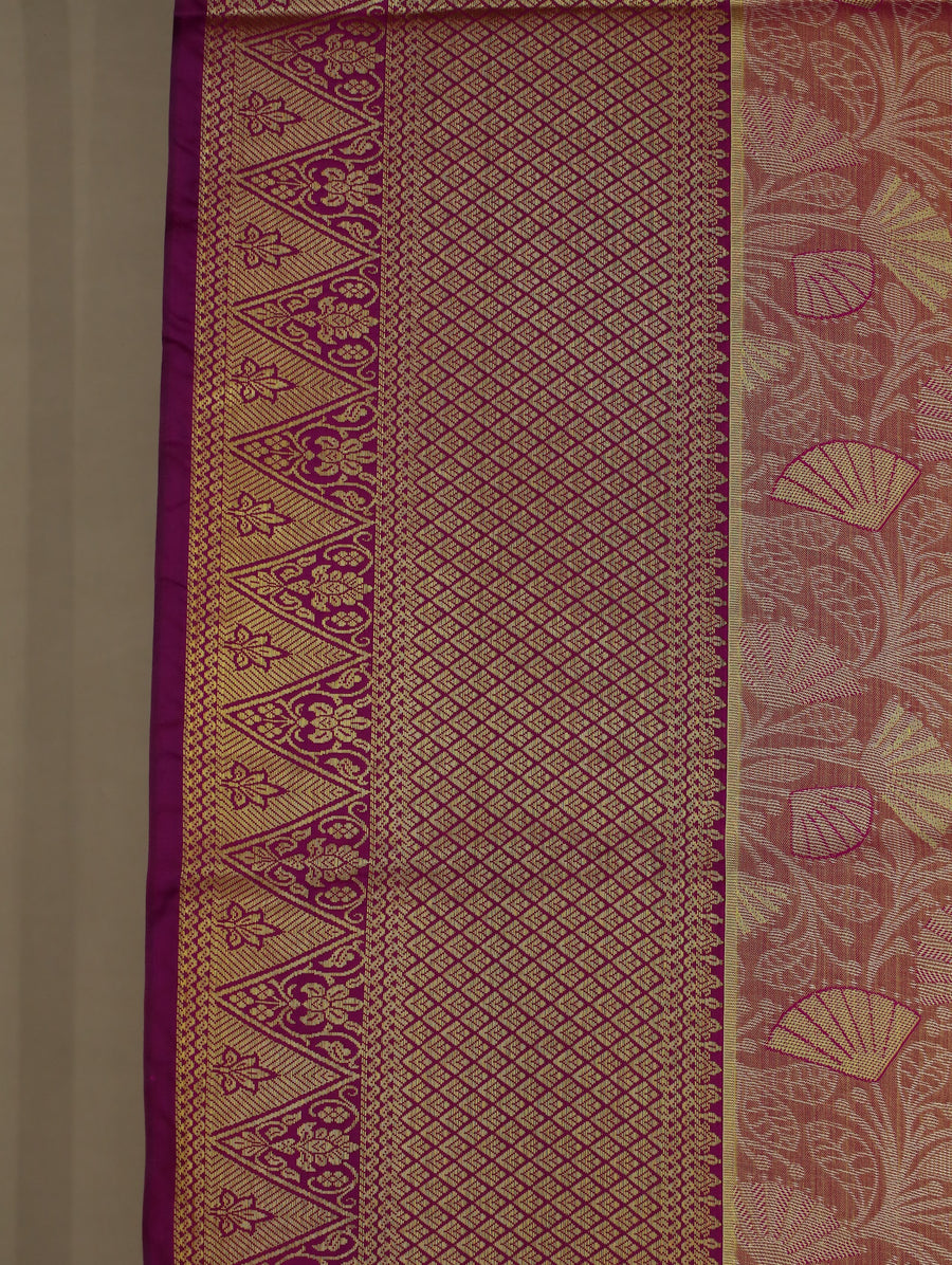 Burnt Sienna Dharmavaram Inspired Semi Silk Saree with Medium Medium Contrast Border