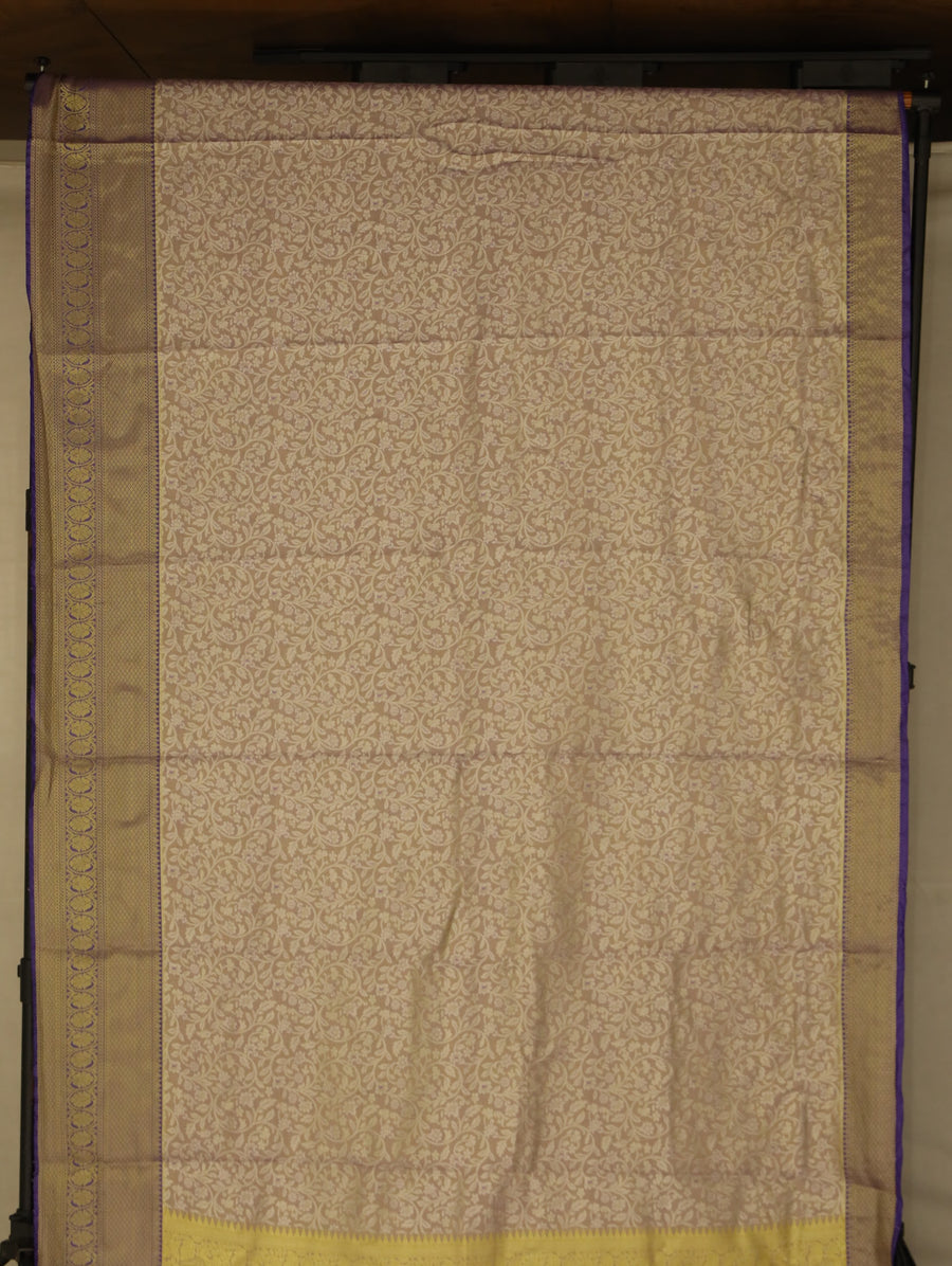 Champagne Gold Dharmavaram Inspired Semi Silk Saree with Medium Medium Contrast Border