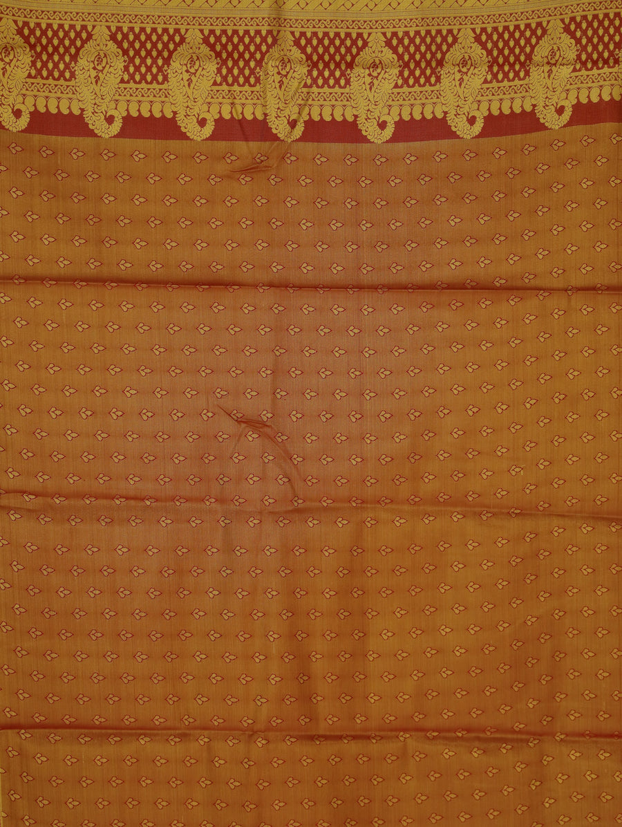 Sunset Orange Dharmavaram Inspired Semi Silk Saree with Wide Wide Contrast Border
