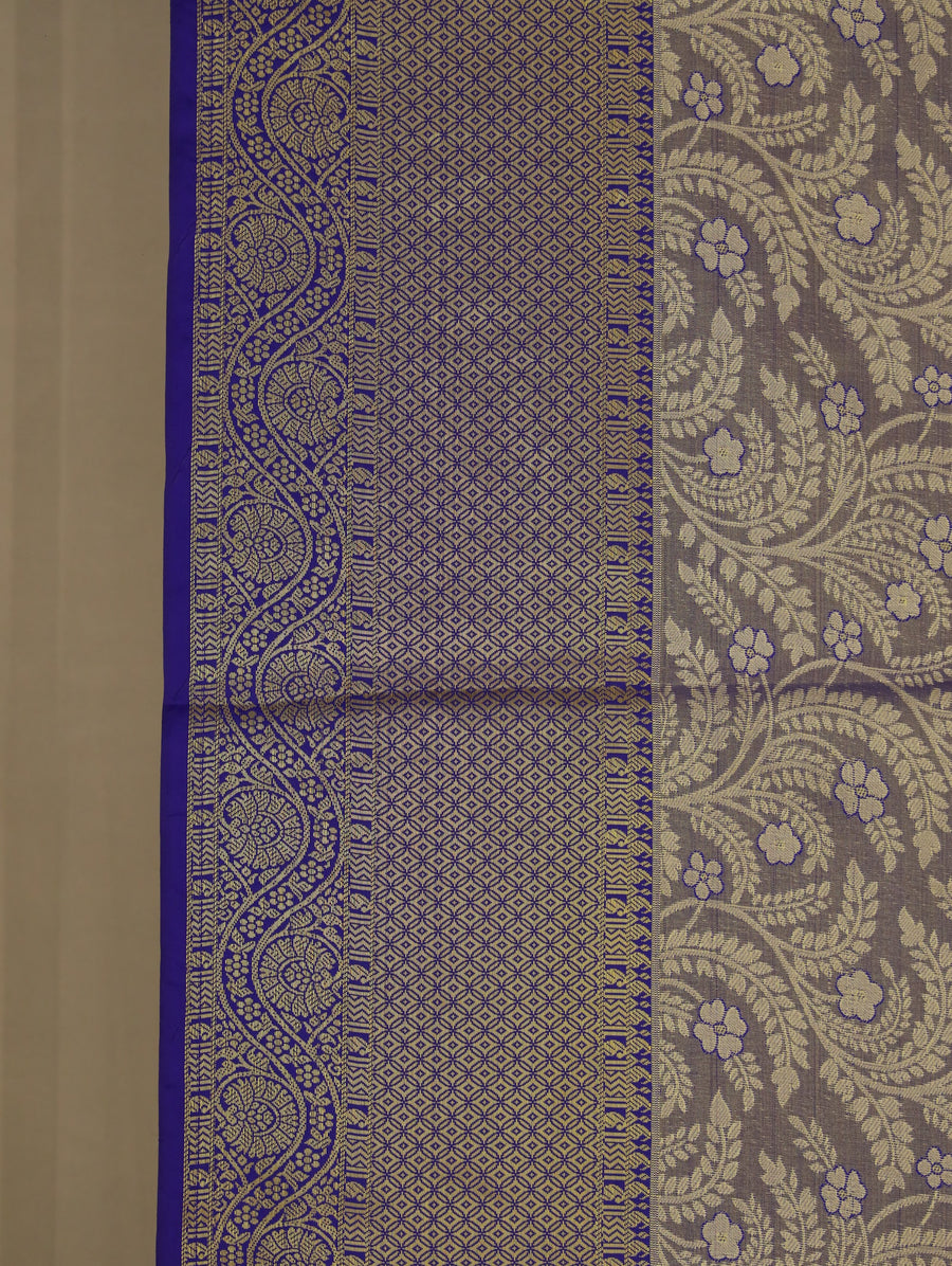 Taupe Grey Dharmavaram Inspired Semi Silk Saree with Wide Wide Contrast Border