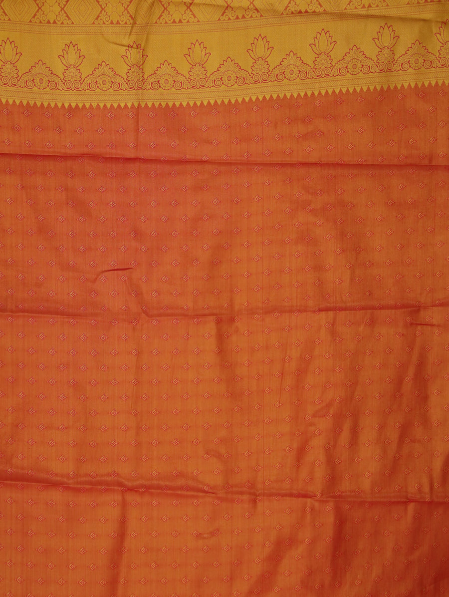 Burnt Saffron Dharmavaram Inspired Semi Silk Saree with Narrow Narrow Contrast Border