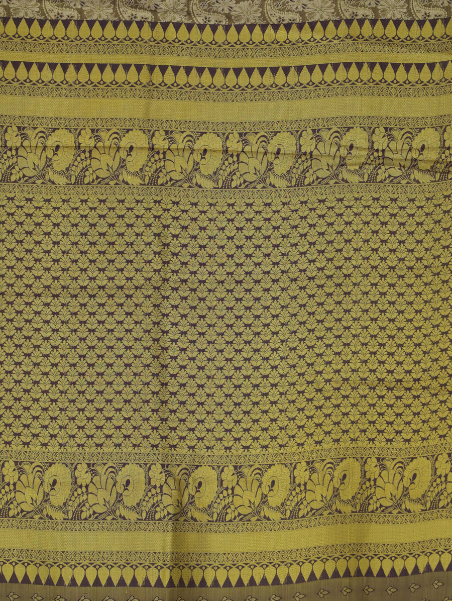 Champagne Gold Dharmavaram Inspired Semi Silk Saree with Wide Wide Contrast Border
