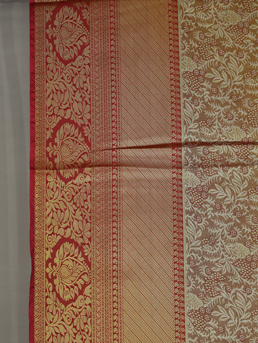 Mustard Gold Dharmavaram Inspired Semi Silk Saree with Wide Wide Contrast Border