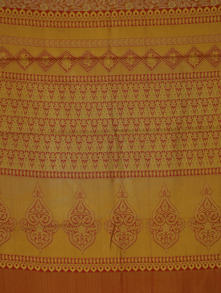 Sunset Orange Dharmavaram Inspired Semi Silk Saree with Wide Wide Self Border