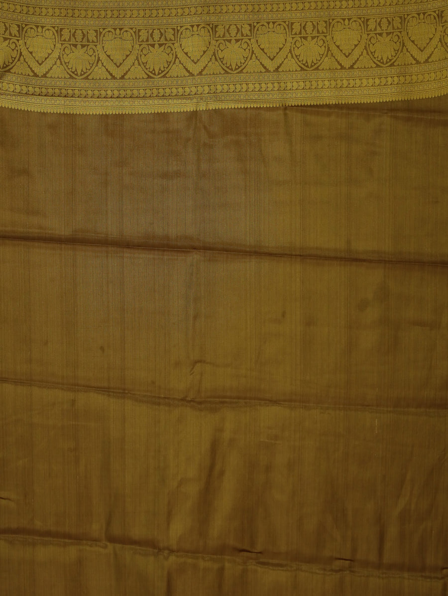 Champagne Gold Dharmavaram Inspired Semi Silk Saree with Wide Wide Contrast Border