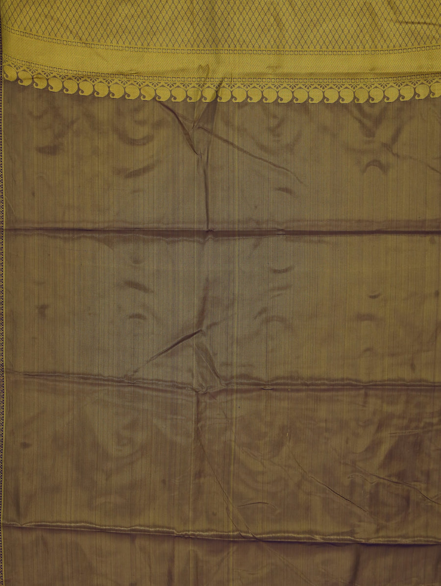 Soft Taupe Dharmavaram Inspired Semi Silk Saree with Wide Wide Contrast Border