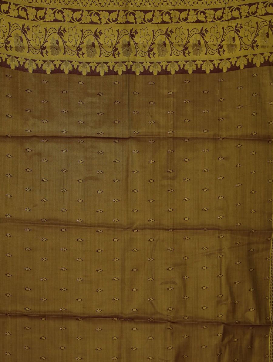 Champagne Gold Dharmavaram Inspired Semi Silk Saree with Wide Wide Contrast Border