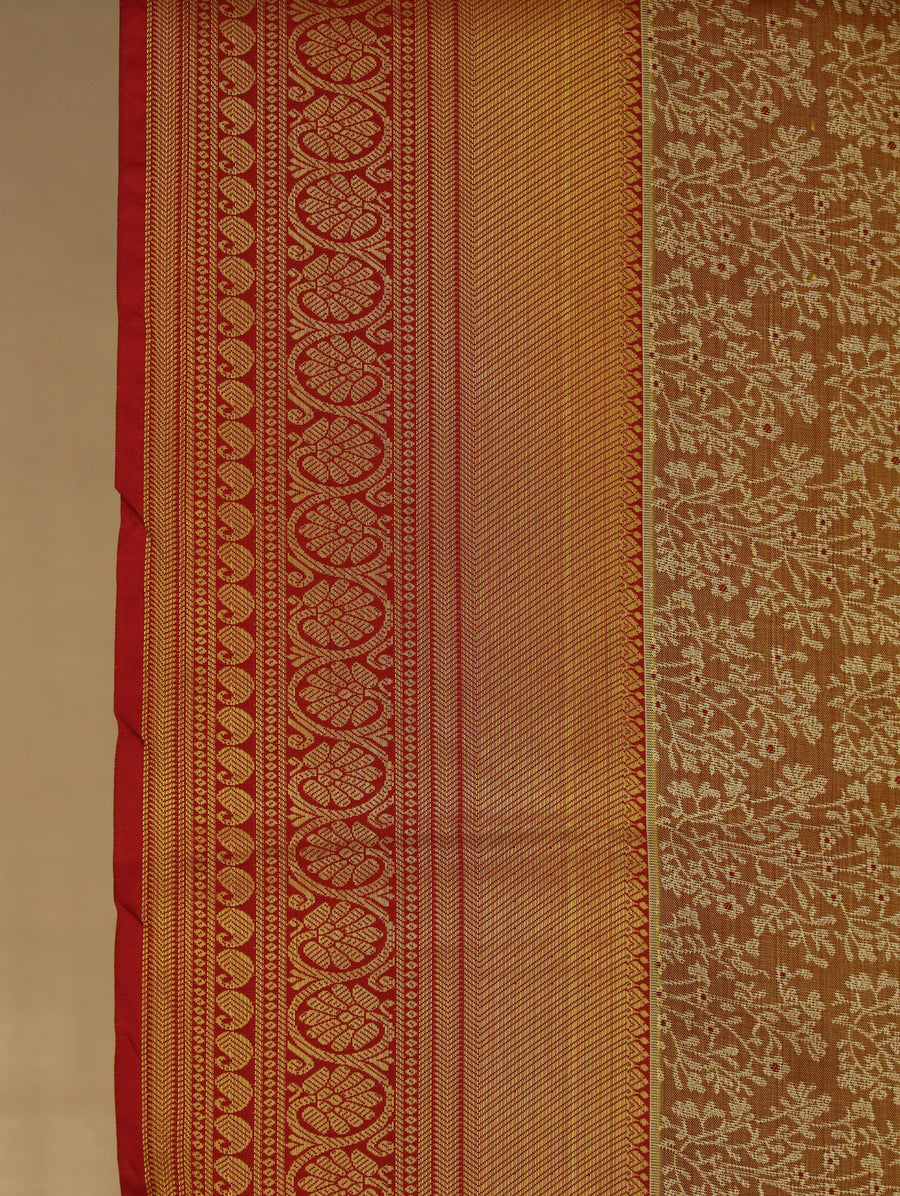 Champagne Gold Dharmavaram Inspired Semi Silk Saree with Medium Medium Contrast Border