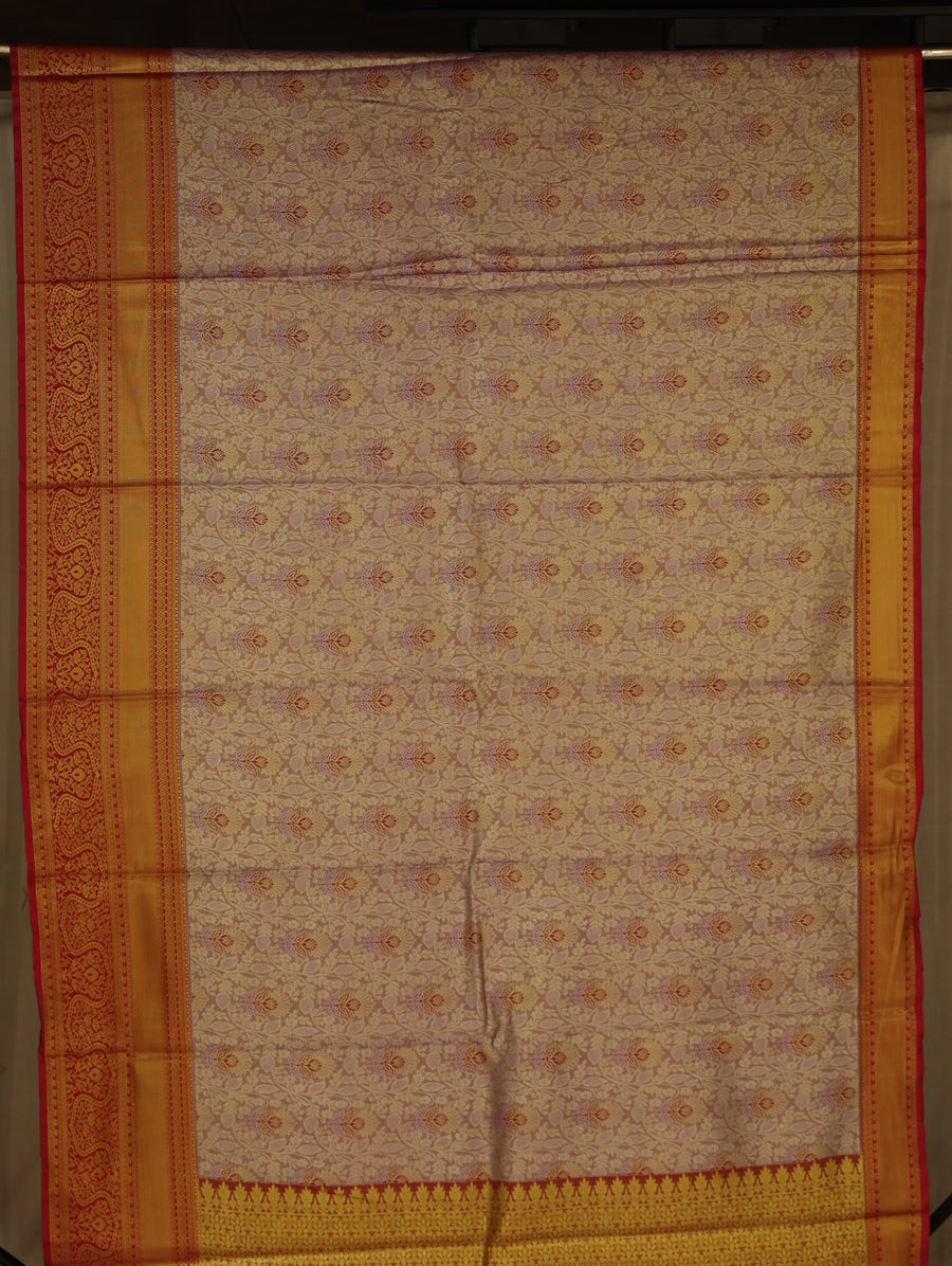 Champagne Gold Dharmavaram Inspired Semi Silk Saree with Wide Wide Contrast Border